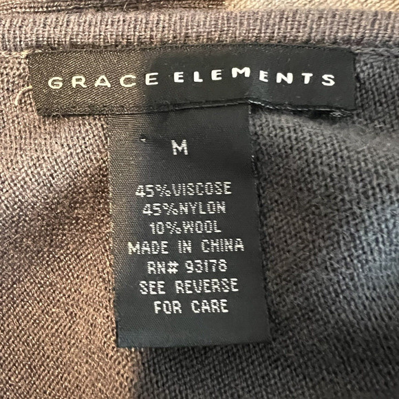 Grace Elements Tunic Women's Medium Black Gray Hi Low Hem Knit Top Sweater Work - Picture 6 of 7